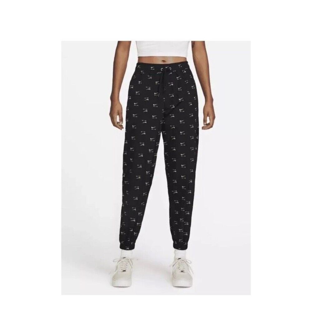 Nike Air All Over Print Woven‎ Mid Rise Pants DV8058-010 Black Women's Sz L $85